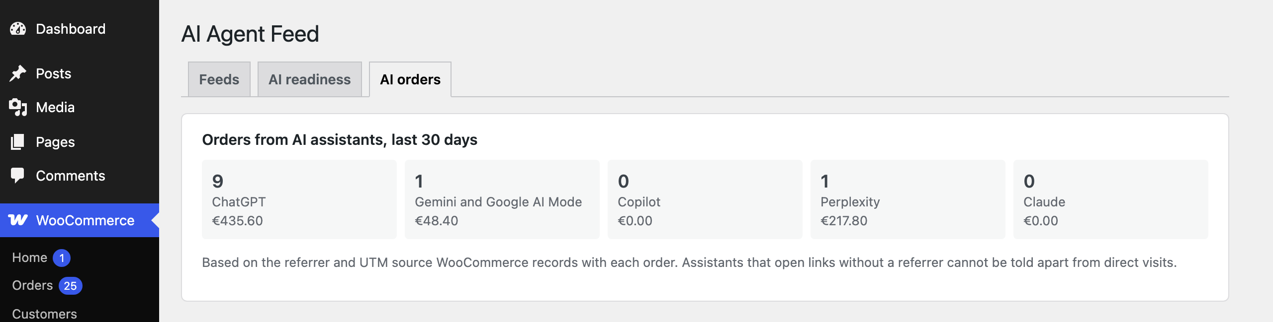 AI orders tab
