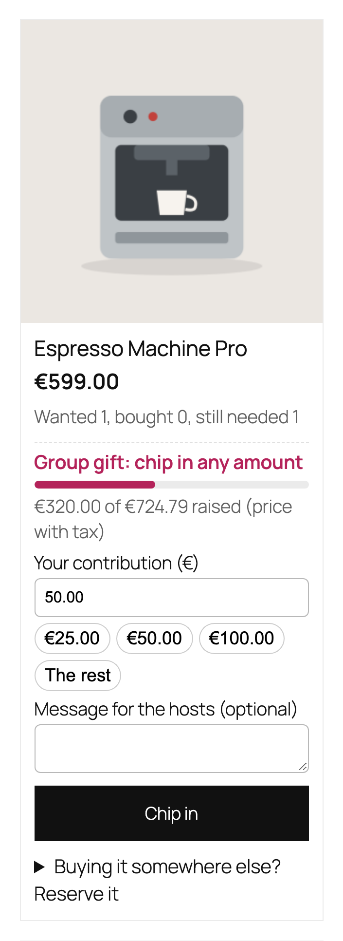 Group gift card