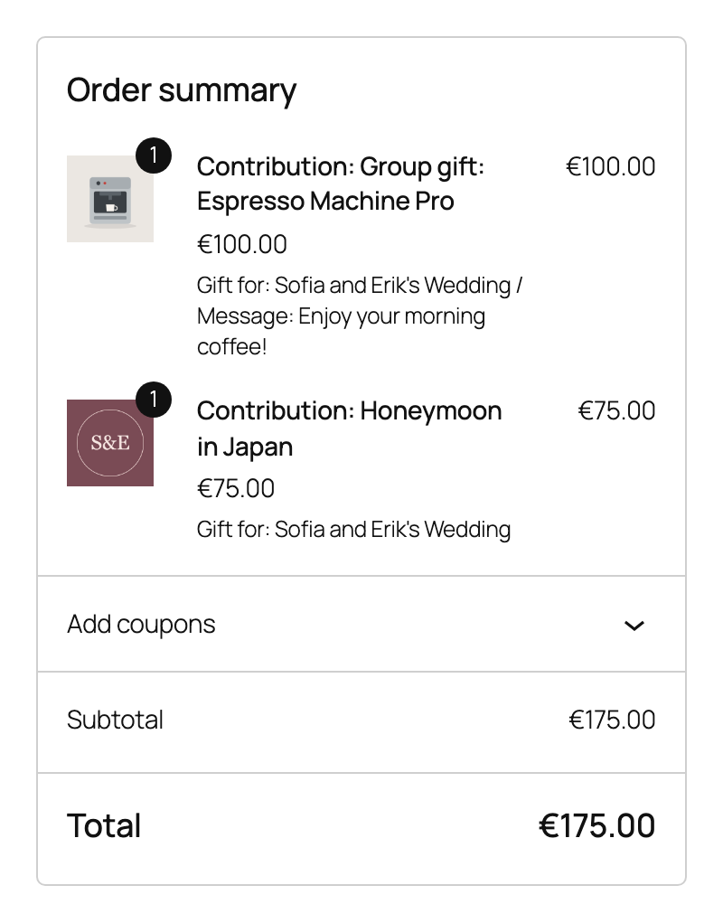 Contributions in the checkout