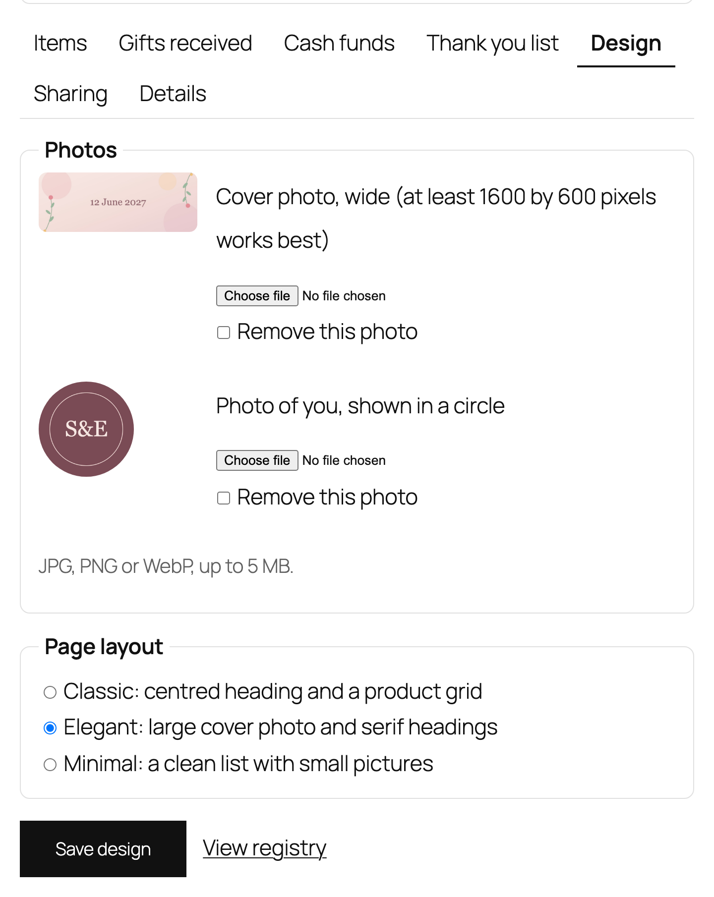 Design tab