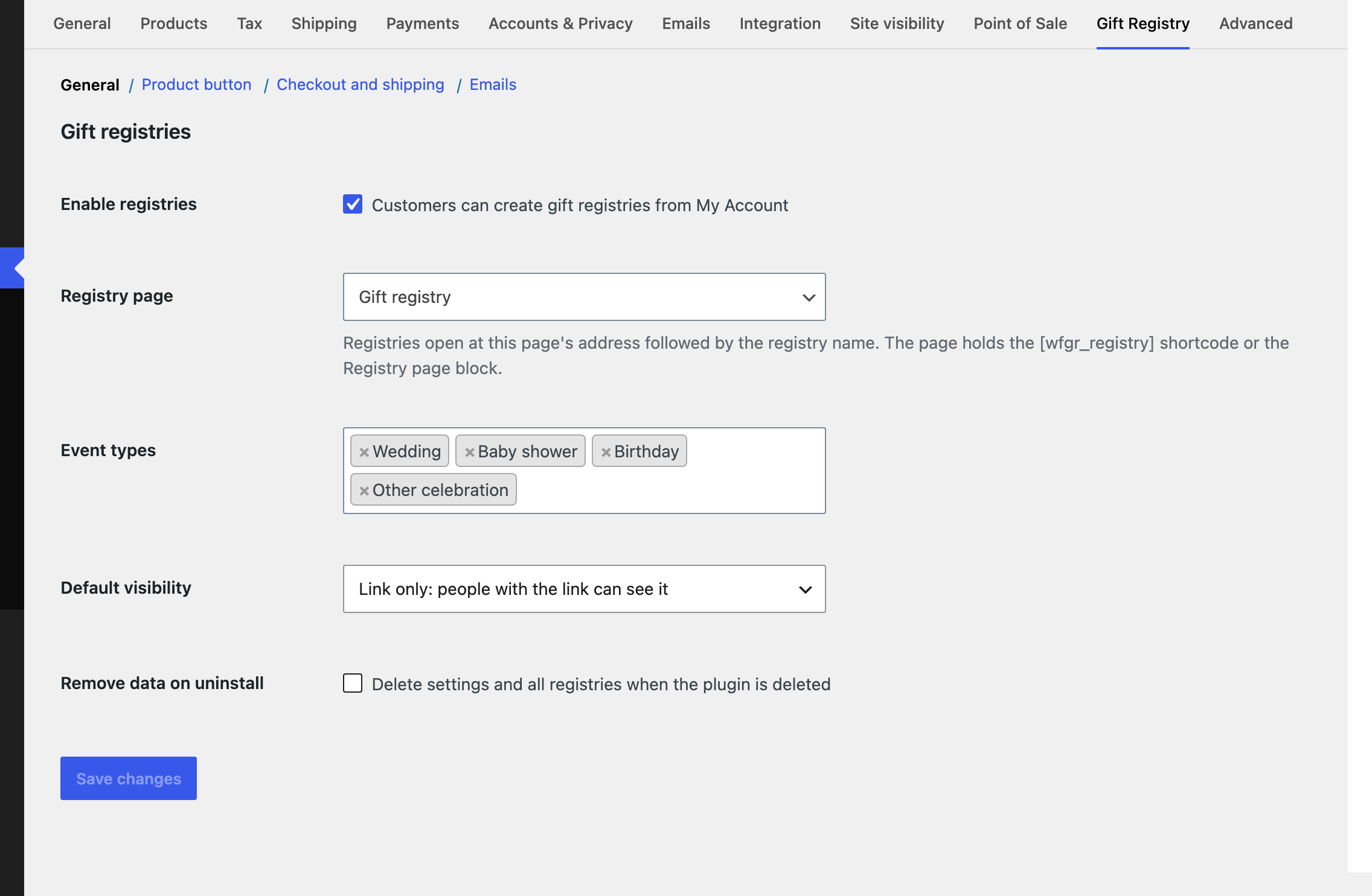 General settings