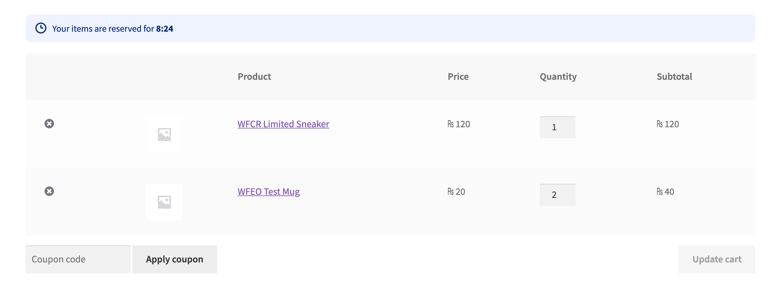 Countdown on the cart page.